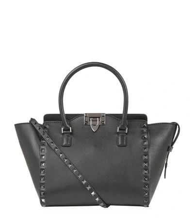 Valentino Garavani Small North/south Rockstud Tote, Black In Red