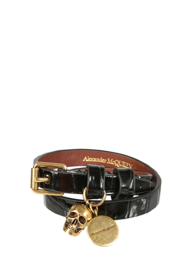 Shop Alexander Mcqueen Double Turn Bracelet In Black