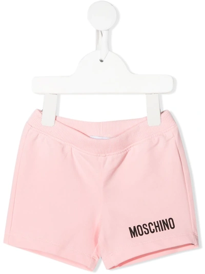Shop Moschino Logo-embellished Jersey Shorts In Pink