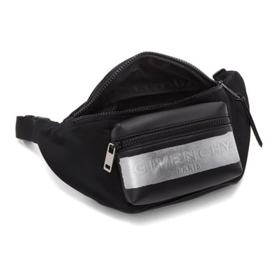 Shop Givenchy Black & Silver Latex Logo Bum Bag In 008 Black/