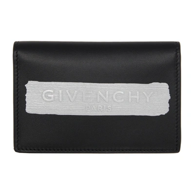 Shop Givenchy Black Latex Logo Bifold Wallet In 008 Black/s