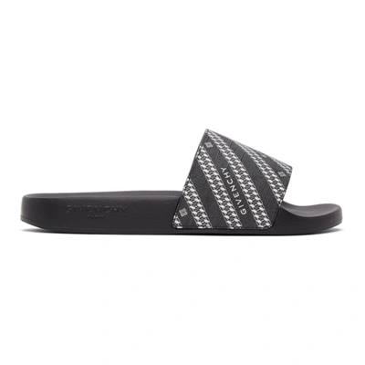 Shop Givenchy Black & White Chain Sandals In 004 Black/w