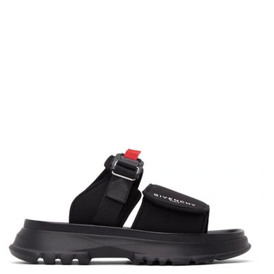 Shop Givenchy Black & Red Neoprene Spectre Sandals In 001 Black