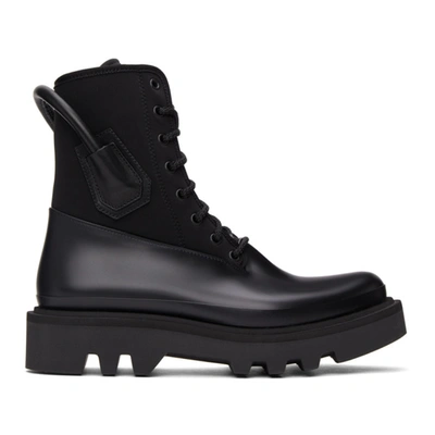 Shop Givenchy Black Neoprene & Rubber Combat Boots In 001 Black