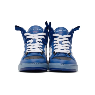 Shop Givenchy Blue Three-toned Wing High-top Sneakers In 114 White/b