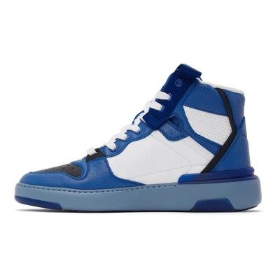Shop Givenchy Blue Three-toned Wing High-top Sneakers In 114 White/b