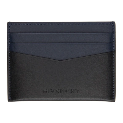 Shop Givenchy Black & Navy Antigona Card Holder In 006-black/n