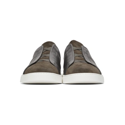 Shop Ermenegildo Zegna Grey Triple Stitch Sneakers In Wey