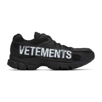 Shop Vetements Black Reebok Edition Artisanal Logo Spike Runner Sneakers In All Black 14620051