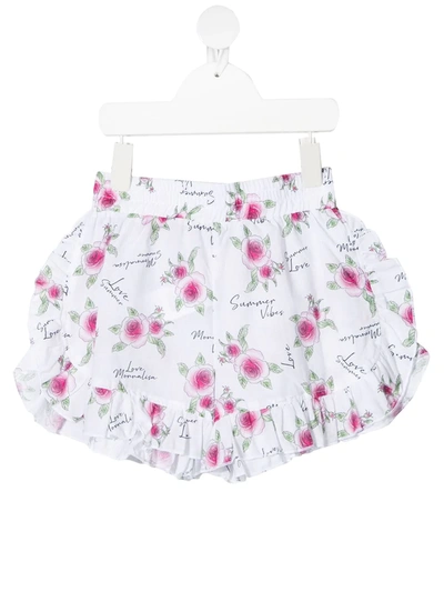 Shop Monnalisa Rose-print Shorts In White