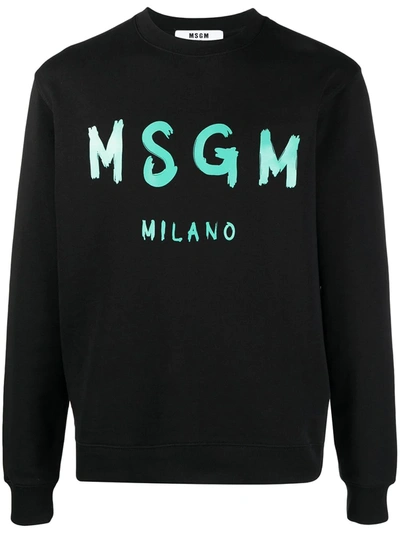 Shop Msgm Logo Print Sweatshirt In Black