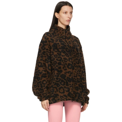 Shop Vetements Brown Fleece Leopard Logo Jacket