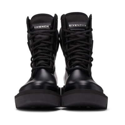 Shop Givenchy Black Satin & Rubber Combat Boots In 001-black