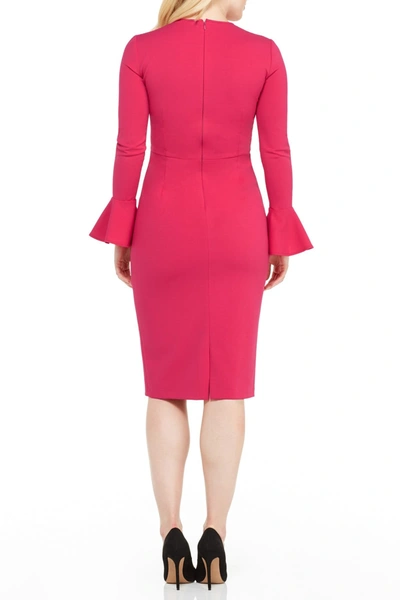 Shop Maggy London Joanna Bell Sleeve Cutout Midi Dress In Fuchsia