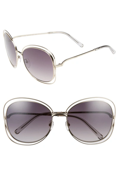 Shop Chloé Carlina 60mm Square Sunglasses In Gold/light Grey