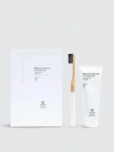 Shop Terra & Co. Brilliant Black Natural Charcoal Toothpaste And Bamboo Toothbrush Set