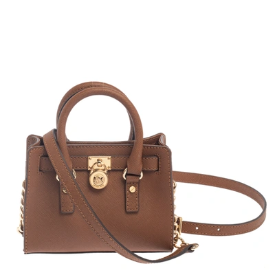 Pre owned Michael Kors Michael Brown Leather Mini Hamilton Crossbody Bag ModeSens