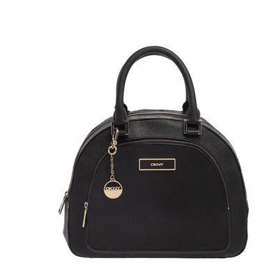 Pre-owned Dkny Black Leather Front Pocket Dome Satchel