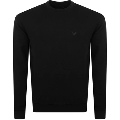 Shop Armani Collezioni Emporio Armani Crew Neck Logo Sweatshirt Black