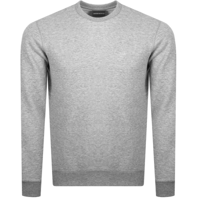 Shop Armani Collezioni Emporio Armani Crew Neck Logo Sweatshirt Grey