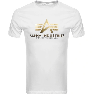 Shop Alpha Industries Logo T Shirt White