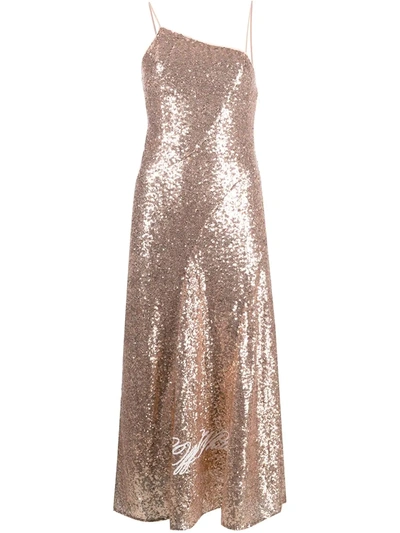 Shop Off-white Paillettes Sequined Slip Dress In Neutrals