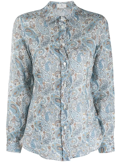 Shop Etro Paisley-print Long-sleeve Shirt In Blue