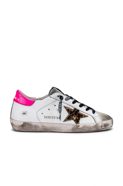 Shop Golden Goose Superstar Sneaker In Ice  White  Brown Leopard & Fuchsia Fluo
