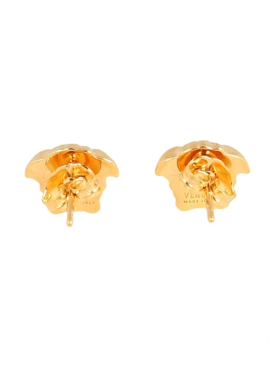 Shop Versace Medusa Button Earrings Unisex In Gold