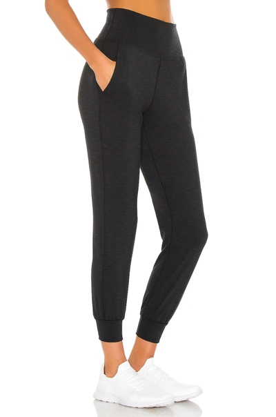 Shop Beyond Yoga Heather Rib Midi Jogger In Black Heather