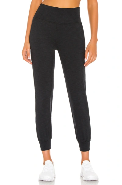 Shop Beyond Yoga Heather Rib Midi Jogger In Black Heather