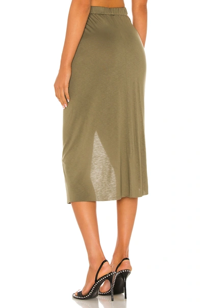 Shop Helmut Lang Ruched Jersey Skirt In Naval Green