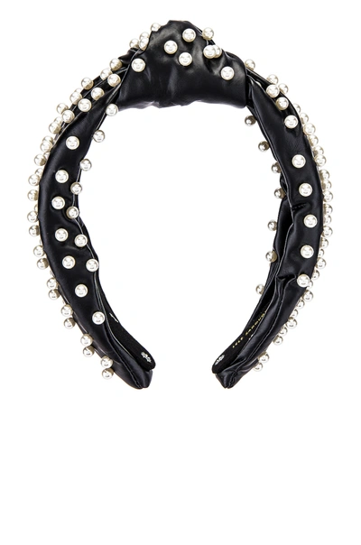 Shop Lele Sadoughi Pearl Knotted Headband In Jet
