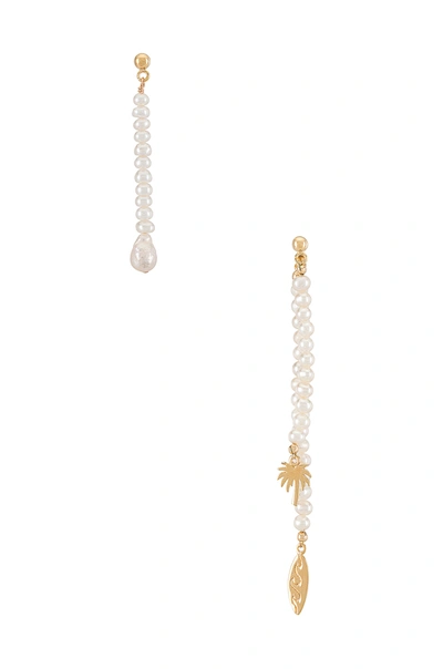 Shop Joolz By Martha Calvo Paradise Pearl Earrings In Gold