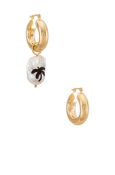 Shop Joolz By Martha Calvo Paradise Pearl Earrings In Gold