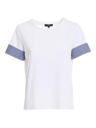 Shop Fay Turn-up Sleeve T-shirt In White