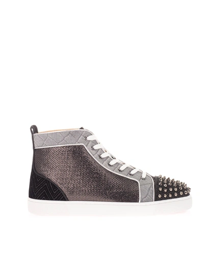 Shop Christian Louboutin Lou Spikes Orlato Sneakers In Black And Silver