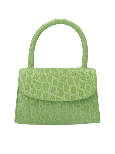 Shop By Far Mini Croco Print Handbag In Green