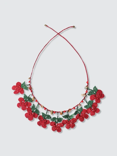 Shop Secret Language Eggue Beaded Necklace In Red