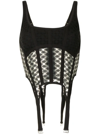 Shop Dion Lee Crocheted Lace Corset In Black