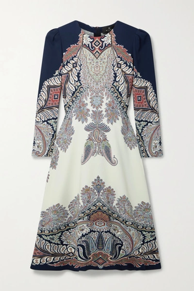 Shop Etro Paisley-print Crepe Dress In Navy