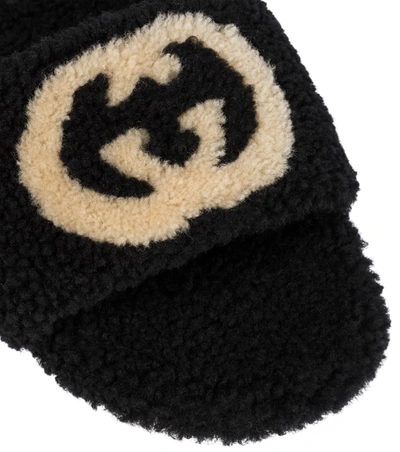 Shop Gucci Merino Wool Slides In Black
