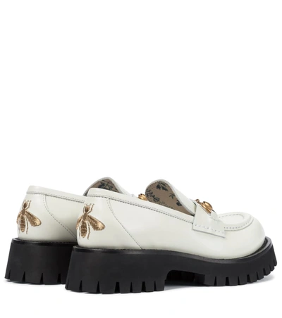 Shop Gucci Horsebit Leather Loafers In White