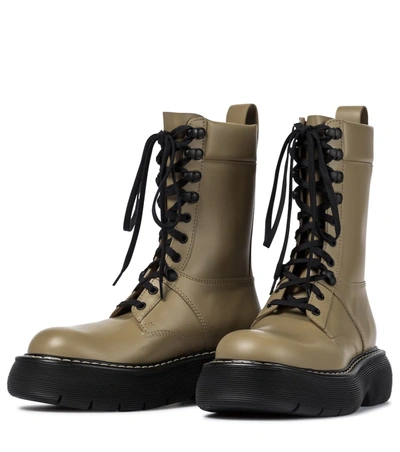 Shop Bottega Veneta Bounce Leather Combat Boots In Green