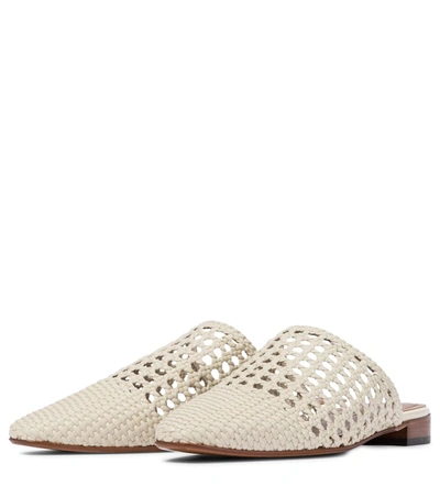 Shop Souliers Martinez Espalmador Leather Slippers In Beige