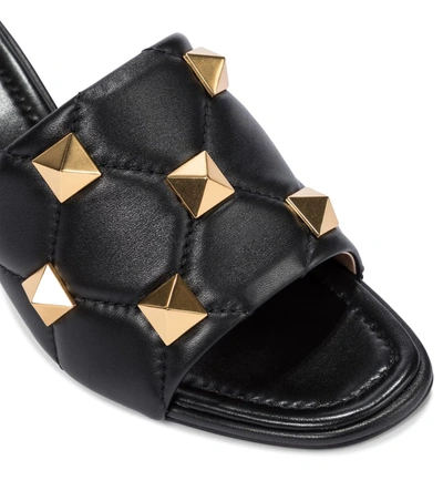Shop Valentino Garavani Roman Stud Quilted Leather Sandals In Black