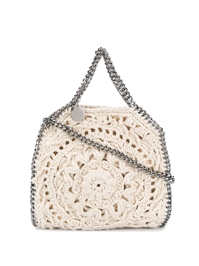 Shop Stella Mccartney Falabella Crochet-design Tote Bag In Neutrals