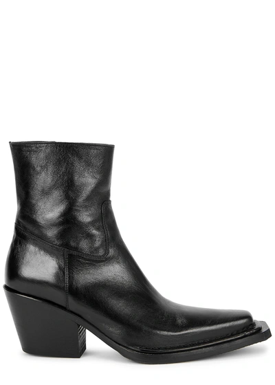 Shop Acne Studios Bruna Black Leather Ankle Boots