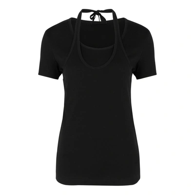 Shop Helmut Lang Black Layered Ribbed Jersey T-shirt