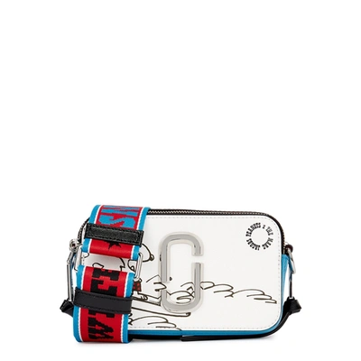 Shop Marc Jacobs X Peanuts The Snapshot Leather Cross-body Bag In White